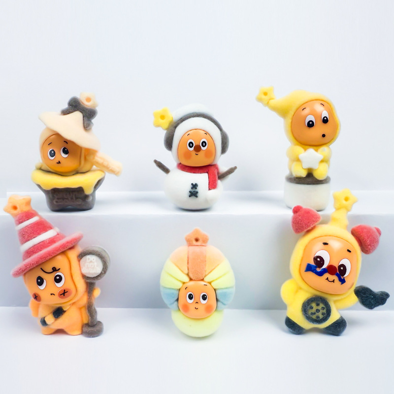 6入全套卡通植绒星星人 diy饰品钥匙扣挂件星星人盲盒网红潮玩|undefined