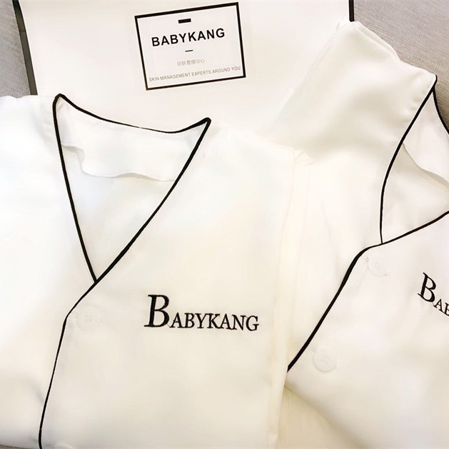 Skin Manager Work Clothes Female Beauty Salon White Coat Short-Sleeved Micro-Embroidery Beauty and Health Care Clothes