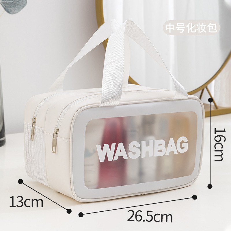 Bolsa de lavado de maquillaje transparente de tres piezas de PVC bolsa de baño de gran capacidad bolsa de almacenamiento portátil mate translúcida