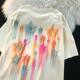 Oversize 300kg chubby girl star printed short sleeve T-shirt women's cotton summer loose bf couple half sleeve top tide