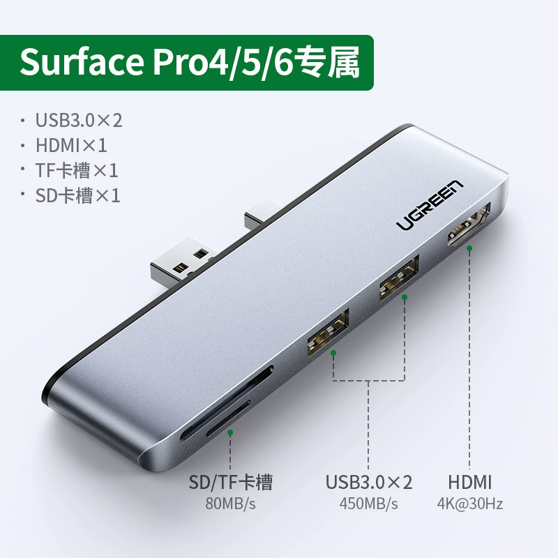 Адаптер Ugreen для Surface Pro Expansion Dock (4/5/6/7) и планшетов Microsoft Surface Go — расширение USB-интерфейсов