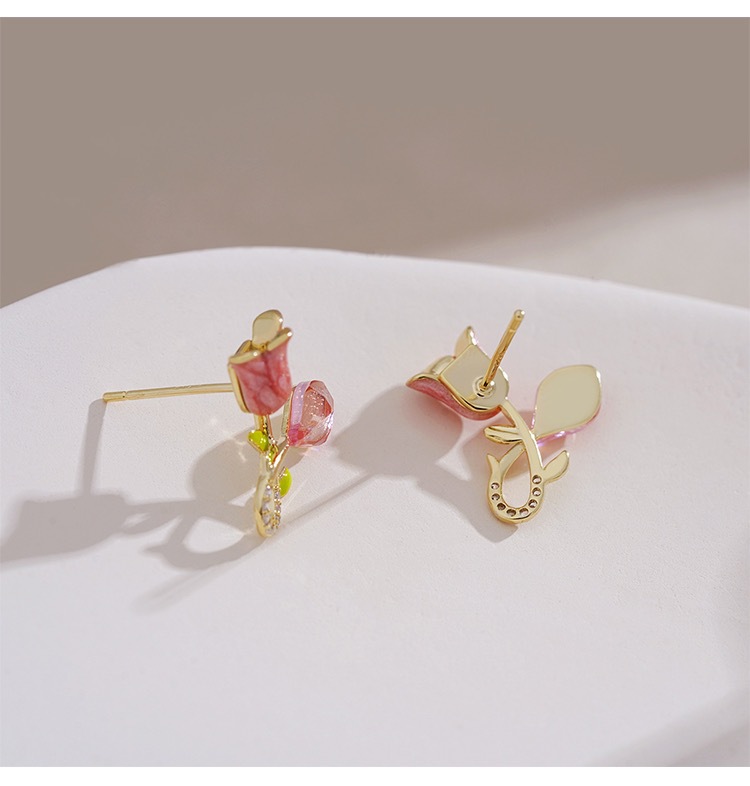 1 Pair Simple Style Classic Style Flower Inlay Alloy Zircon Ear Studs display picture 6