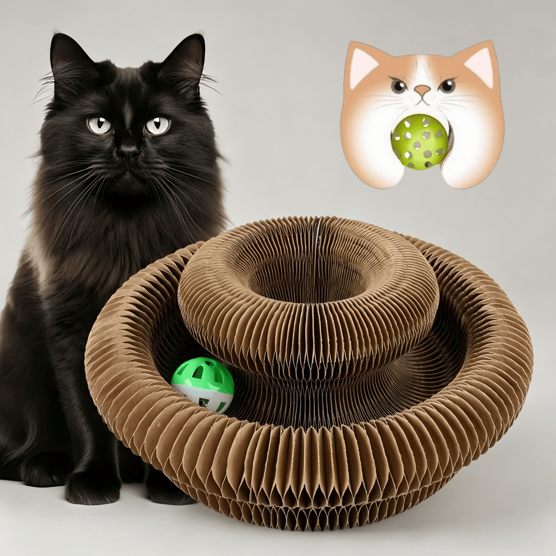 Órgano mágico para gatos agarrar tablero juguete para gatos auto-hi alivio de aburrimiento con campana papel corrugado resistente al agarramiento plegable juguete para gatos