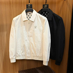 白色翻领夹克男修身韩版欧洲站潮牌高级外套休闲痞帅衣服欧货潮流