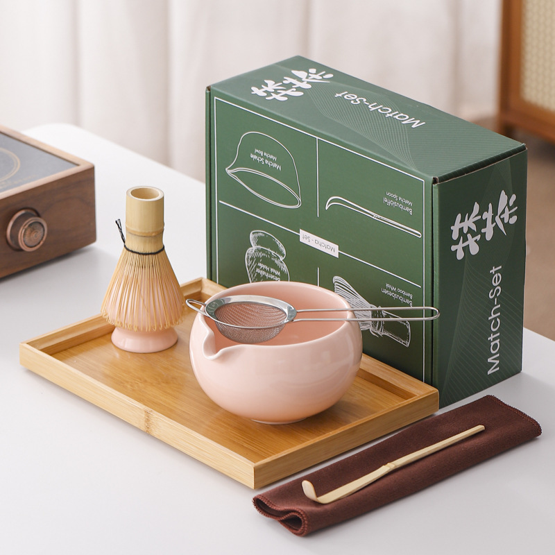 经典系列7件套Matcha热销樱花粉陶瓷抹茶碗工具套装茶宪批发彩盒|undefined