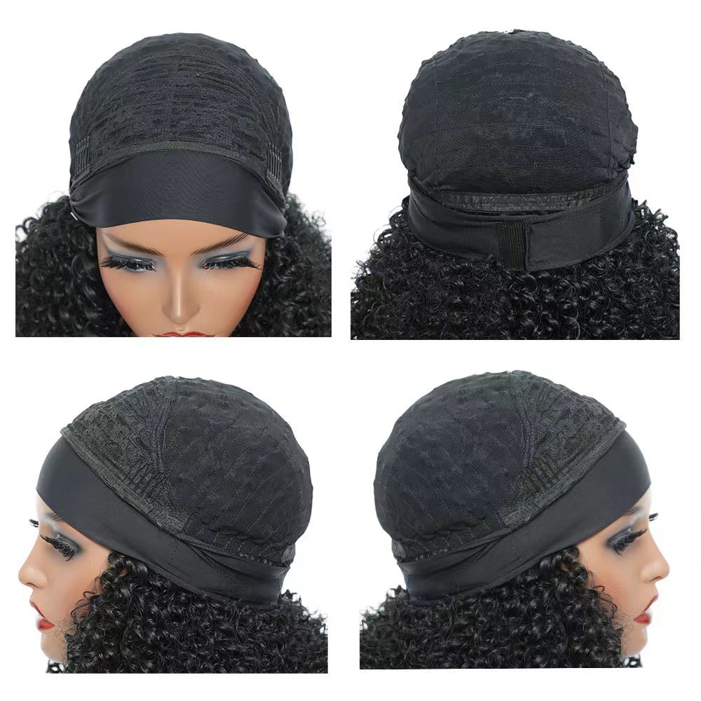 Bandeau en soie glacée, ensemble cheveux courts bouclés, perruque en fibres synthétiques, vente en gros d'usine, style exotique_voghion.com