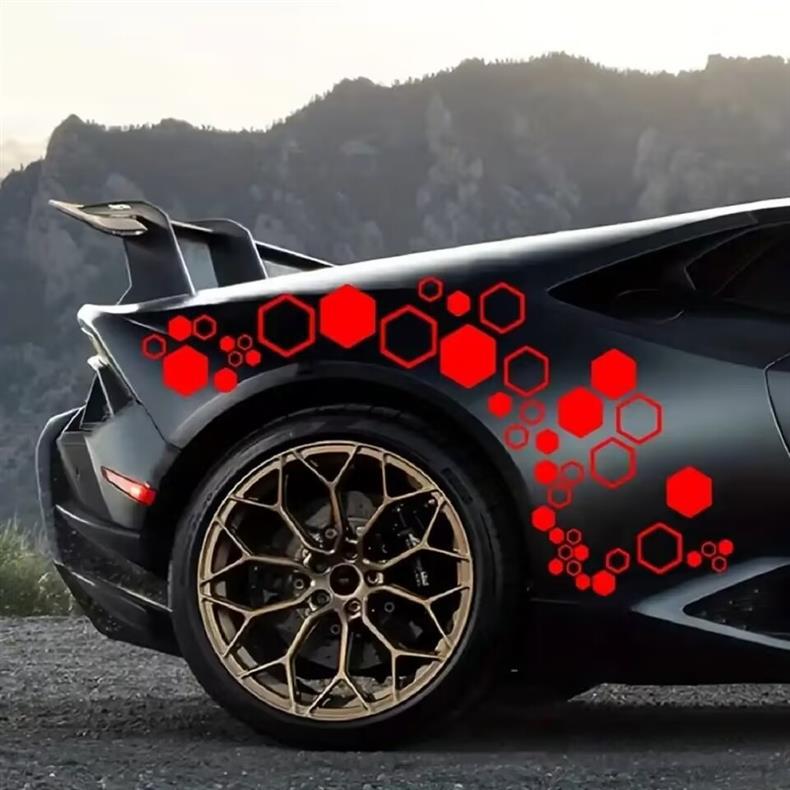 Cross-border foreign trade hexagonal car stickers creative personality electric motorcycle honeycomb high sense scratch cover stickers