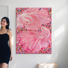 粉色ins抽象现代艺术手绘油画卧室客厅装饰画玄关背景墙创意壁画