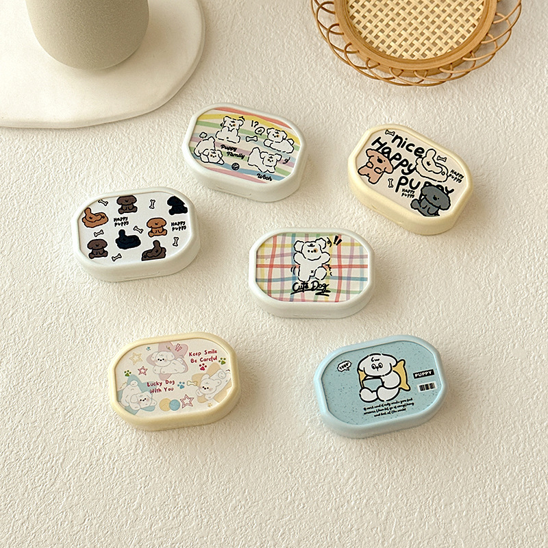 Small contact lens case mini portable cute with mirror pupil case glasses couple box TZ012