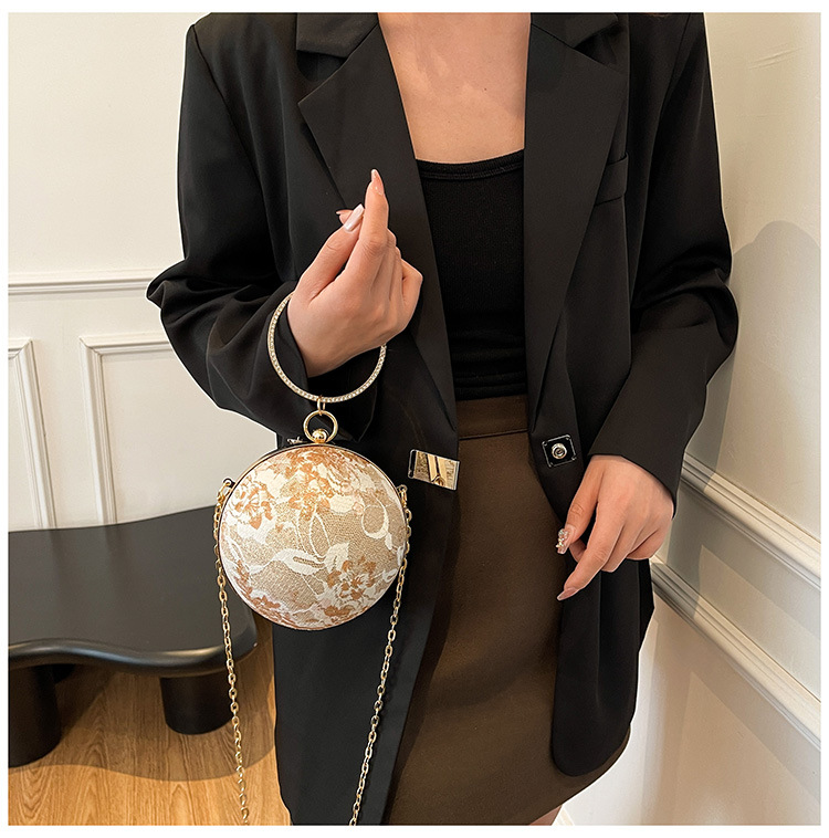 900g Weight Lock clasp Closure Type Single Shoulder Strap, Top Handle Strap Type Circle Bag Bags Type Daily, Shopping Occasion PU Material Women's Backpack Backpack Flower Pattern All Seasons Season Women's Gender Elegant, Vintage Style Style Round Shape Women's PU Flower Elegant Vintage Style Round Lock Clasp Circle Bag 1