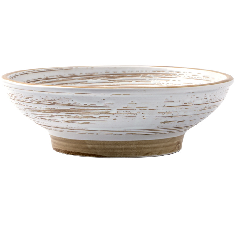 9 pulgadas gran tazón viejo tiempo en relieve texturas retro gran apertura tazón de superficie de gran capacidad tazón de cerámica exportación transfronteriza