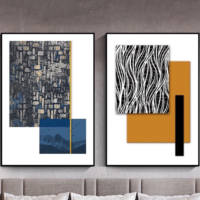 Geometric Decorative Painting Abstract Line Hanging Painting Modern Light Luxury Living Room Sofa Background Wall Painting Bedside Wall Painting