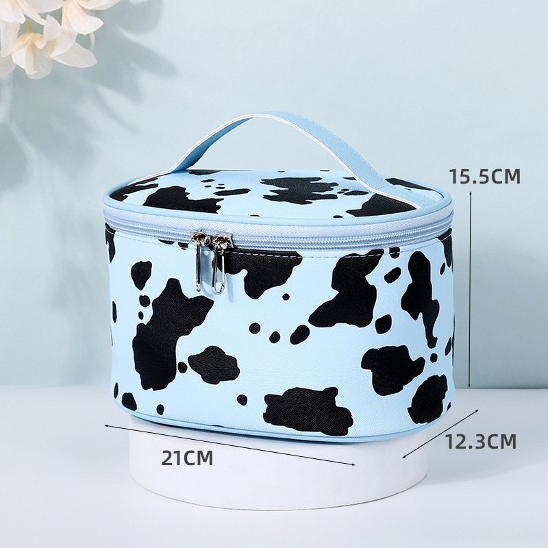 Women's Medium All Seasons Pu Leather Cows Fashion Pillow Shape Bucket Zipper Cosmetic Bag display picture 2