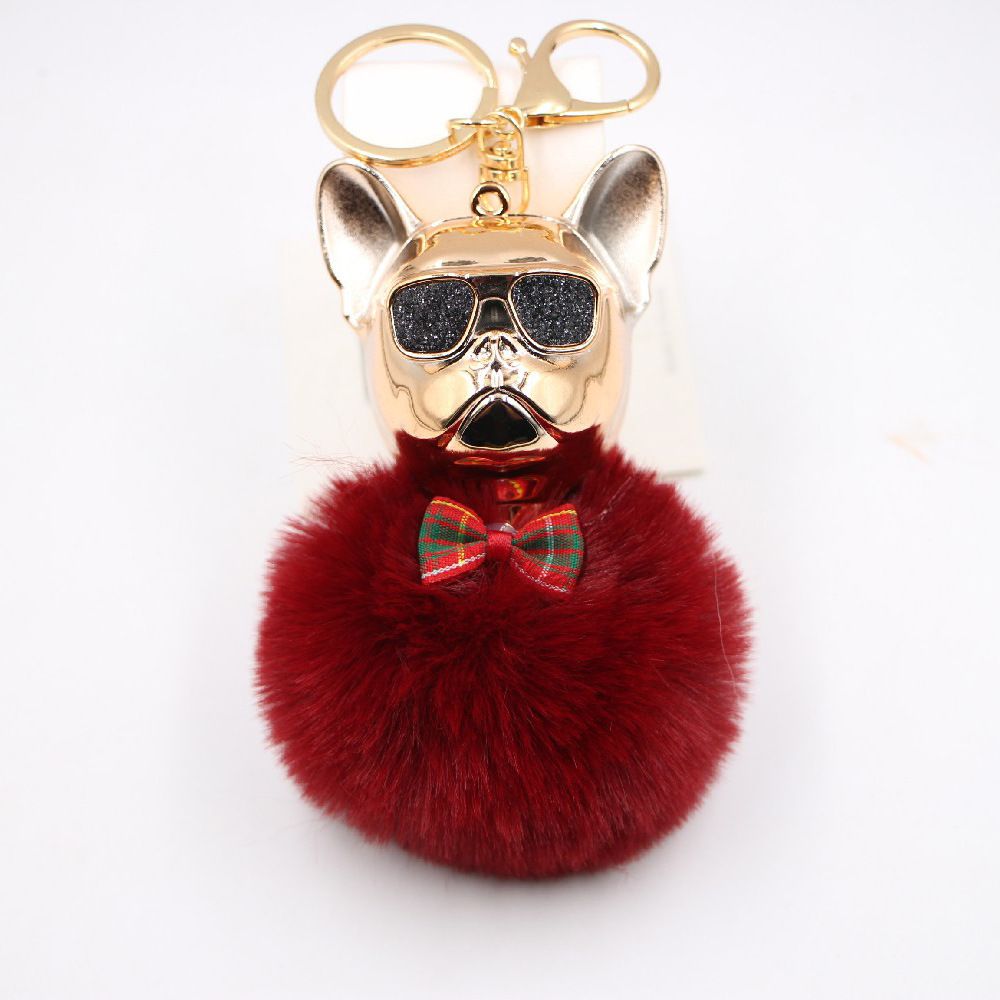 Neue Grenz Überschreitende Coole Hunde Kreative Sonnenbrille Methode Kampf Hund Auto Ornamente Niedlichen Hund Schlüssel Bund Haar Ball Tasche Anhänger display picture 27