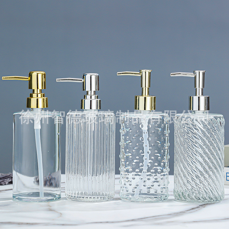 400ml jabón transparente prensado botella de cristal de loción de baño cosméticos champú botella de desinfectante de manos