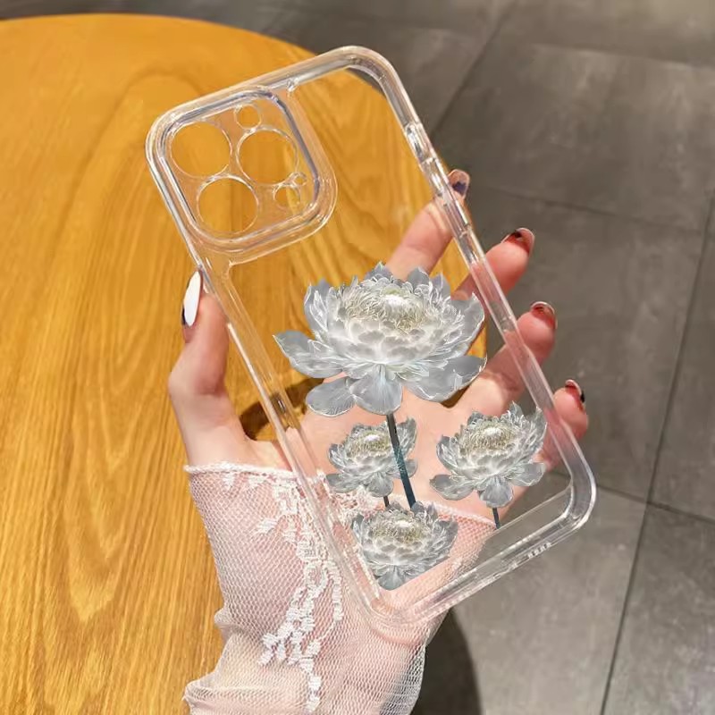 Suitable for Apple 15 promax phone case, new iPhone 14 premium 13 pro/ins style, 12 white lotus x_voghion.com