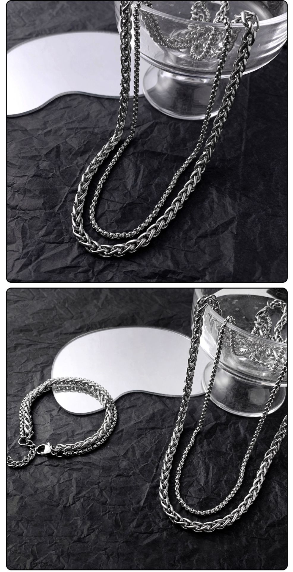 Hip-Hop Geometric Titanium Steel Necklace 1 Piece