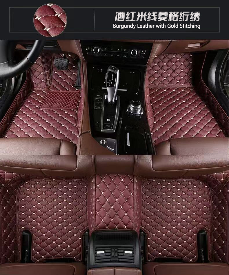 Left and Right Steering Wheel Lhdrhd Diamond Quilted Leather Full Surround 3D All-Weather Non-Slip Wear-Resistant Full Surround Car Floor Mats