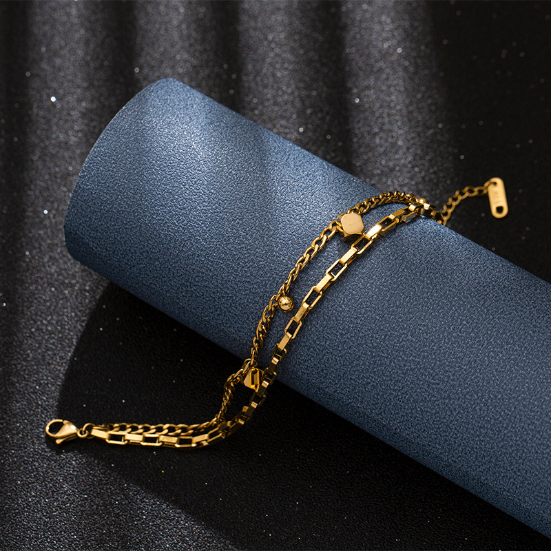 Bracelet stainless steel, accessory handmade, 750 sample gold, internet celebrity 3