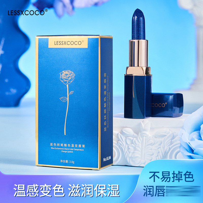 LESSXCOCO ブルー妖精チャーム色温度変化口紅秋と冬のリップクリーム口紅ベース女性卸売 KL04|undefined