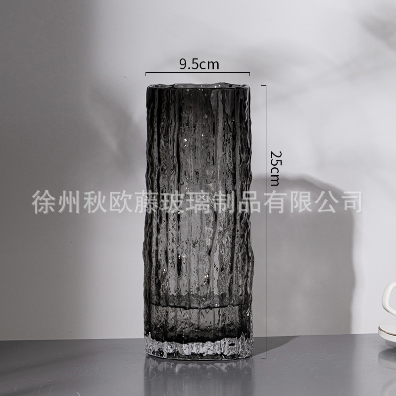 Jarrón de vidrio de barril cónico, estilo nórdico, simple, grande, jarrón transparente, arreglo floral, decoración de escritorio de alta gama, sala de estar