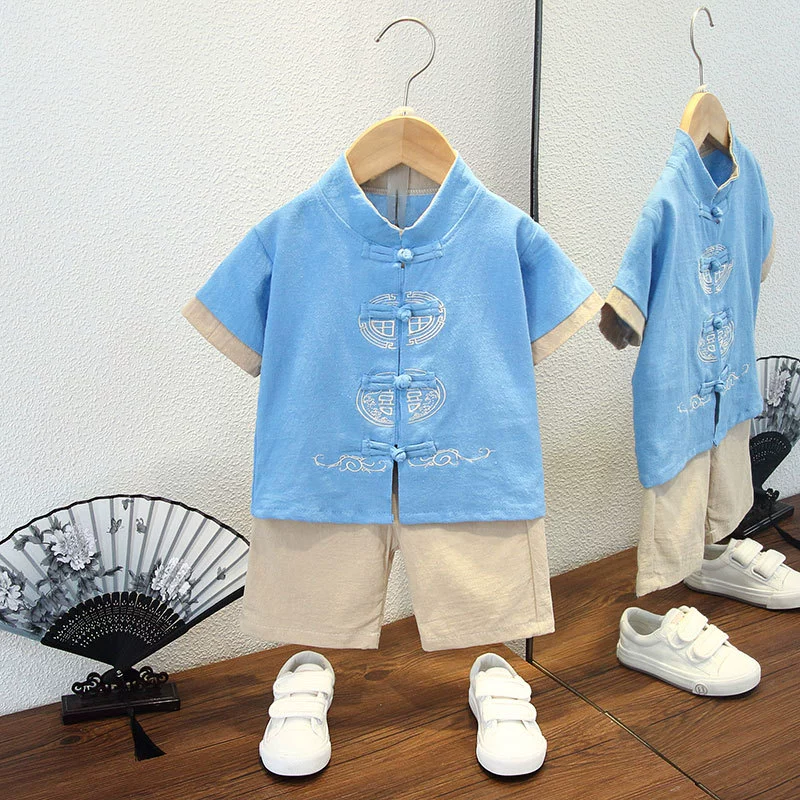 Hanfu, helmet, thin retro children's set