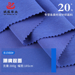 300g潮牌双面棉毛布 CVC秋冬弹力T恤布料 32S精棉双面布针织汗布
