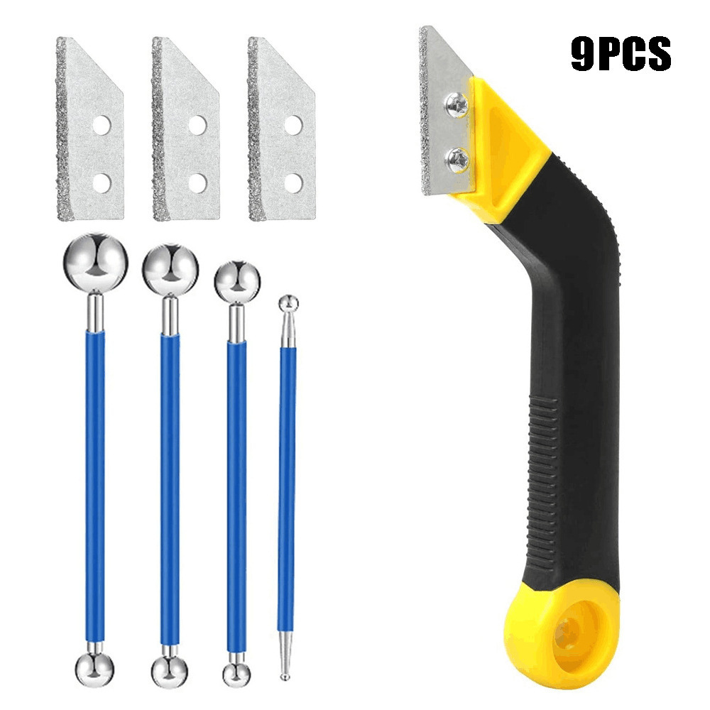 跨境专供9件套压缝球填缝工具刮胶器密封刮板阴阳角套件灌浆锯浆