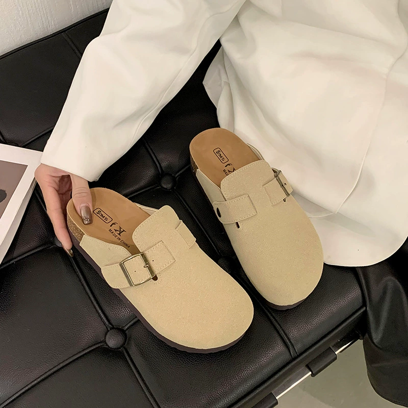 Британские ветры матовые туфли с толстой подошвой Birken полутолщенные женские туфли 2024 новые полулошапочные туфли ленивые туфли весной и осенью