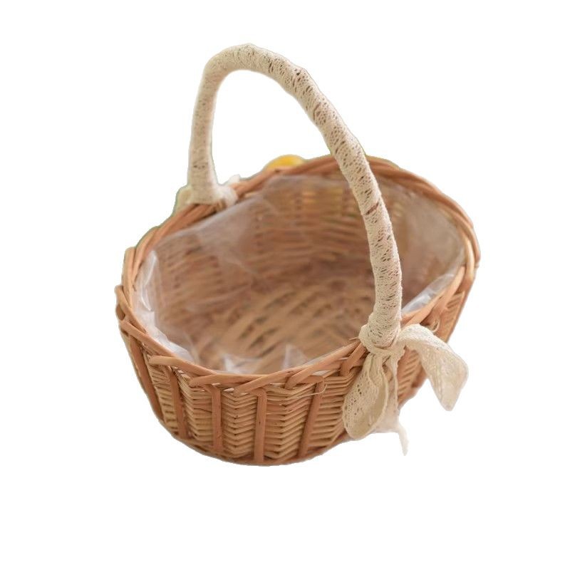 Cesta tejida de mimbre hecha a mano, cosméticos, bocadillos, frutas, baño, canasta de almacenamiento de escritorio, fábrica de cajas, canasta personalizada al por mayor