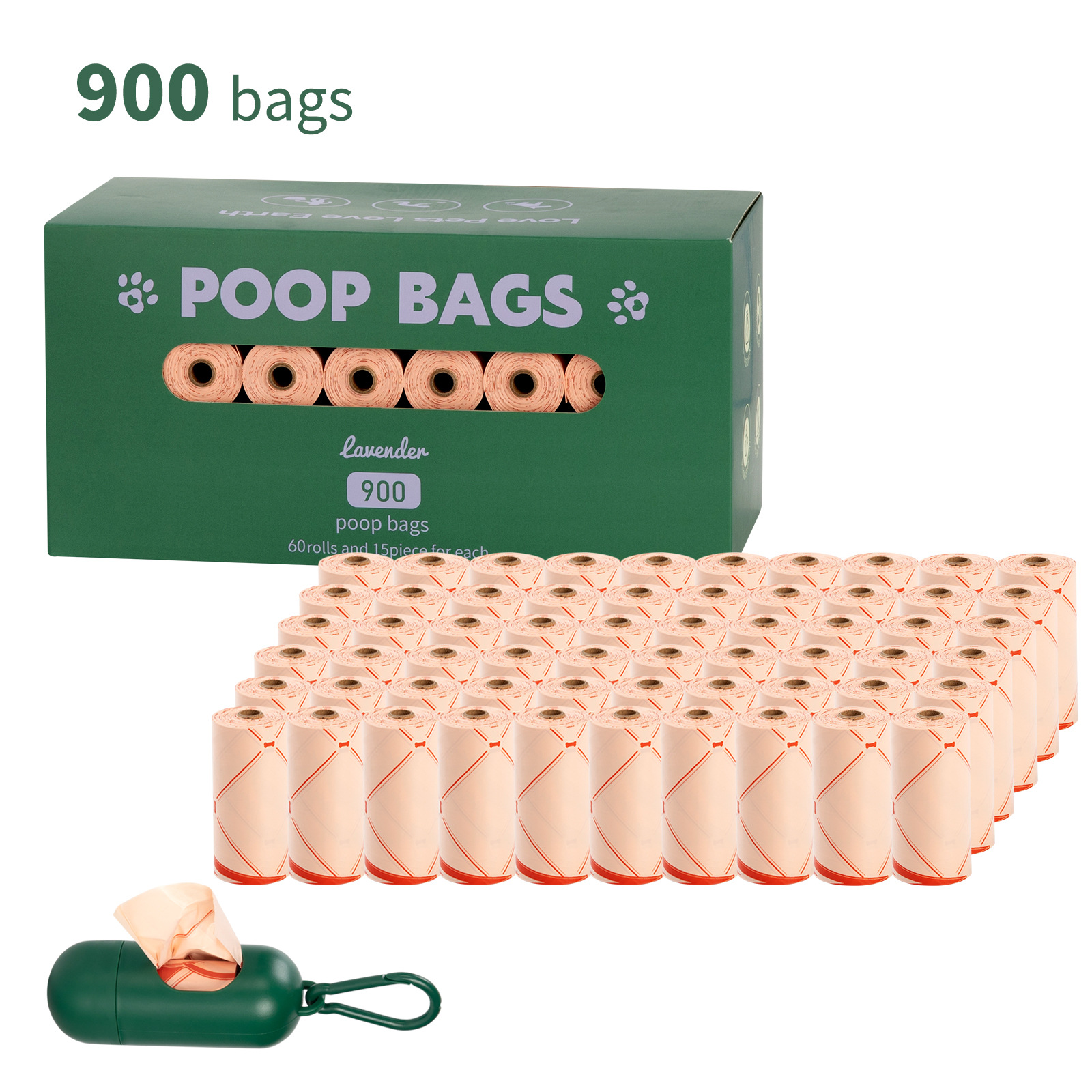 Nuevo medio ambiente biodegradable bolsa de basura de mascotas bolsa de basura distribuidor de bolsa de heces OPP caja de cabeza de fijación empaquetada bolsa de heces