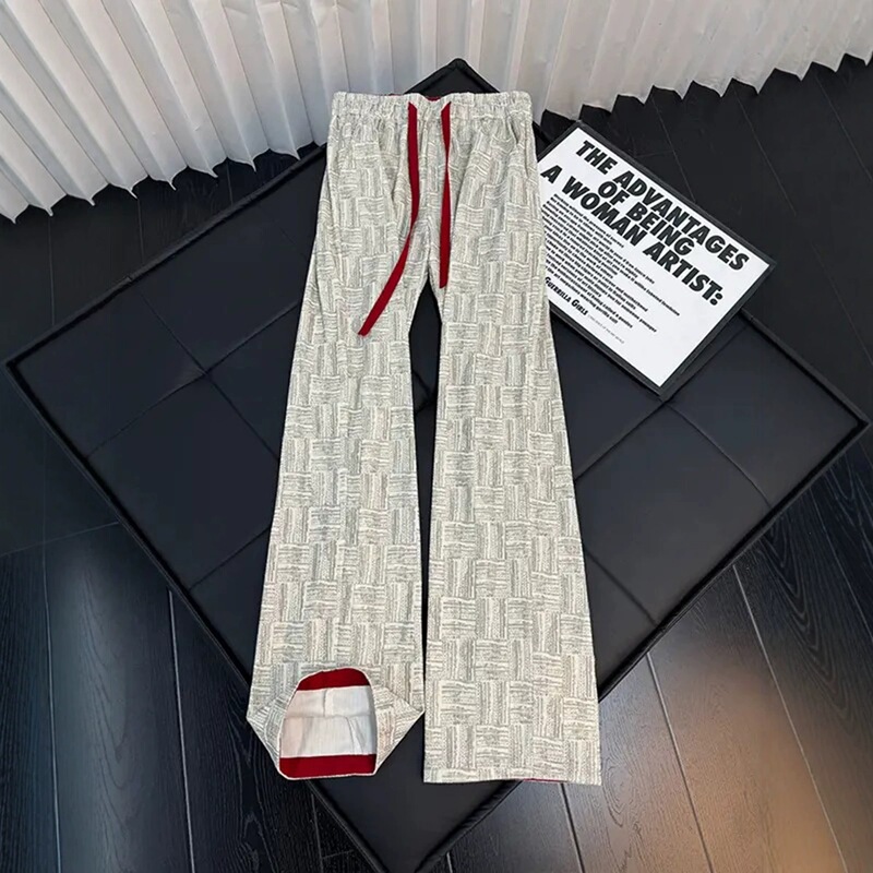 American-style tie-dye contrast dark pattern sweatpants for men, autumn cool-touch wide-leg pants with a drapey straight cut, casual and stylish long pants