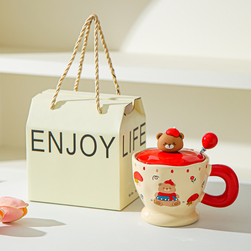 Creativo encantador cartón oso cerámico taza de oficina taza de café taza de agua taza de desayuno pareja taza