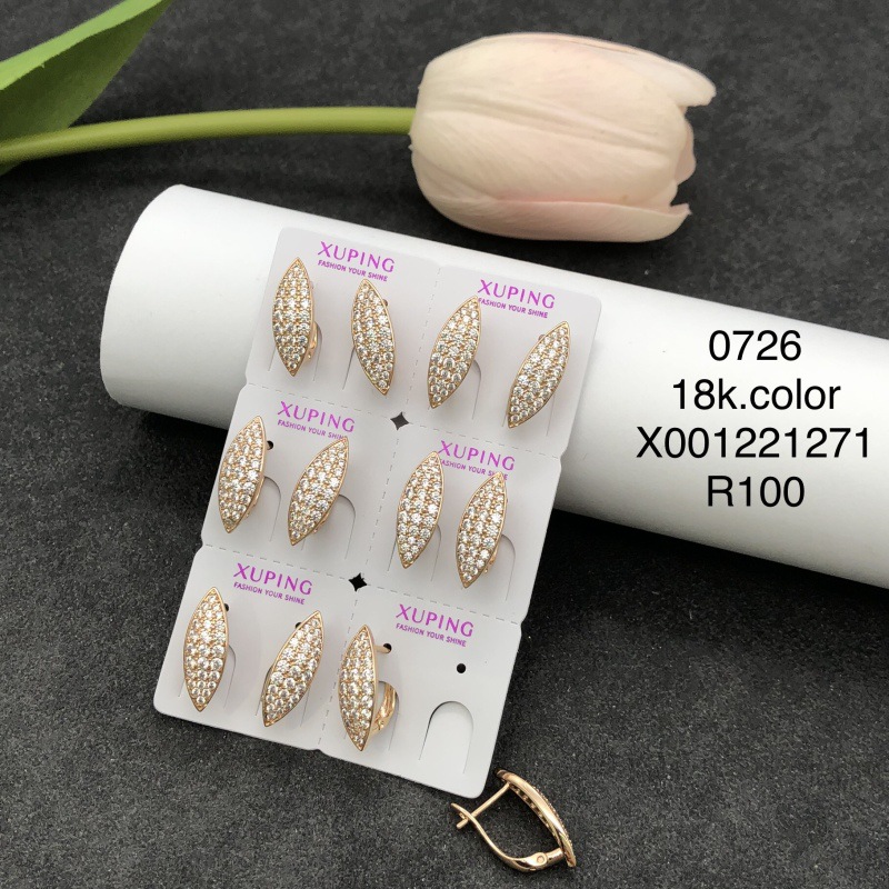 Pendientes de Aleación Xuping con Baño de Oro de 18k y Múltiples Circonitas, Estilo Europeo y Americano, Versátiles y a la Moda para Mujer, Venta al por Mayor