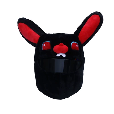 motorcycle riding, funny mask, Motosiklet dəbilqələri - rabbit-black-helmet-not-included