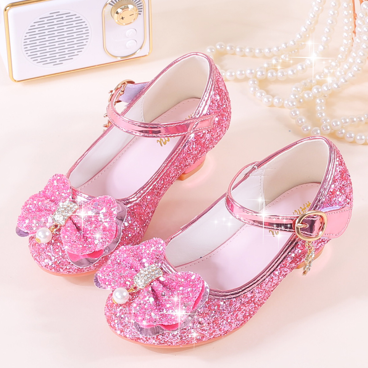 Transfronteriza Amazon venta caliente zapatos de tacones altos de niñas zapatos de princesa para niños zapatos de niños zapatos de espectáculo zapatos de cristal de niñas image 1