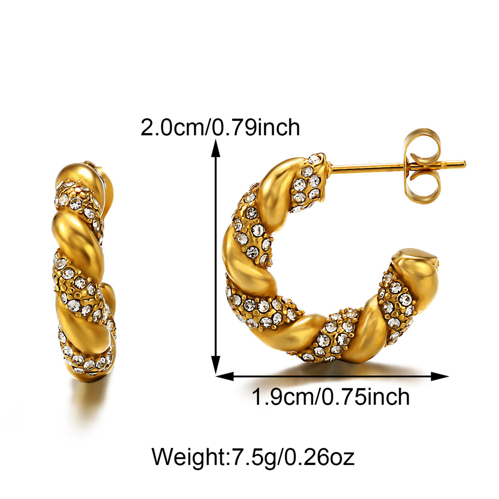 1 Paire Style IG Style Simple Forme C Fleur Abeille Placage Incruster Acier Inoxydable 304 Perle Zircon Des Boucles D'Oreilles Boucles D'Oreilles display picture 19