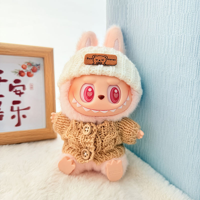Solo ropa] Llavero de primera y segunda generación Labubu colgante de ropa Rabubu ropa de bebé suéter de punto traje de sombrero