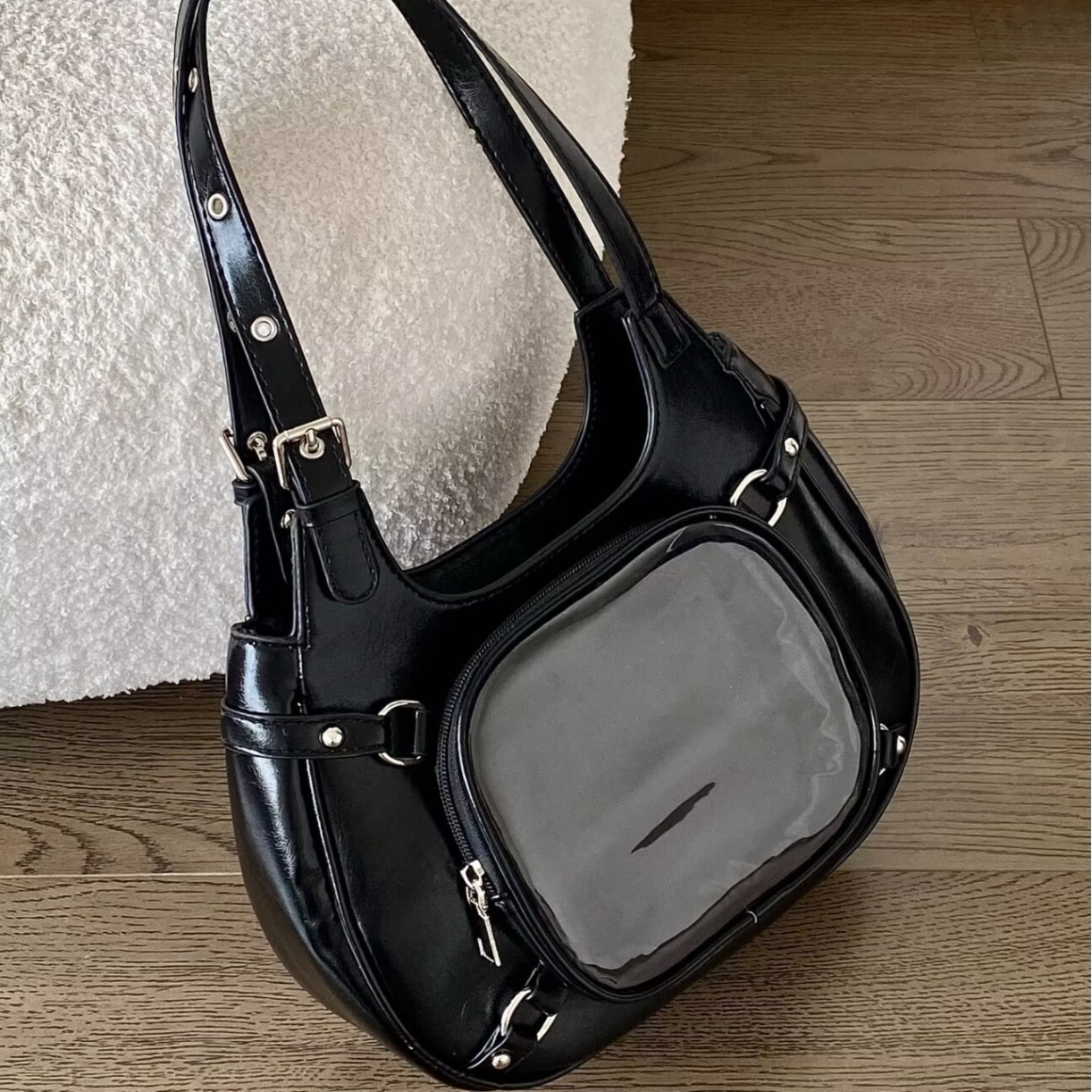 Trendy Japanese-style high-value small card holder pouch, anime-themed pin badge bag, small capacity shoulder bag/crossbody bag