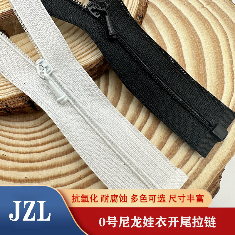 No. 0 Nylon Open-End Small Short Zipper for Doll Clothes, Toy Zipper, Mini Zipper, Black and White, Factory Wholesale No. 0 Nylon Open-End Small Short Zipper for Doll Clothes, Toy Zipper, Mini Zipper, Black and White, Factory Wholesale