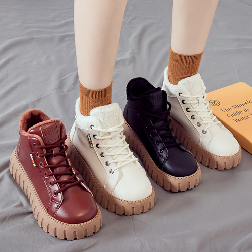  Autumn and Winter New Snow Boots Women's Boots Short Boots Martin Boots Versatile Cotton Shoes Plus Velvet Women's Shoes Cotton Boots