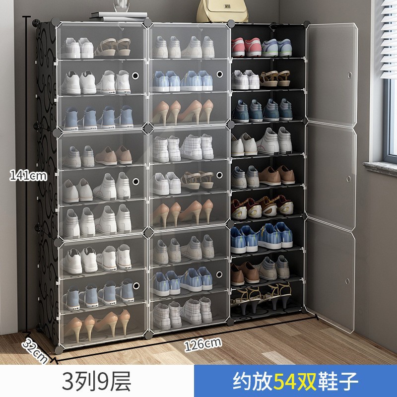 Estante de zapatos simple puerta doméstica multicapa de almacenamiento a prueba de polvo interior nuevo tipo 2026 alquiler transparente gabinete de zapatos de plástico