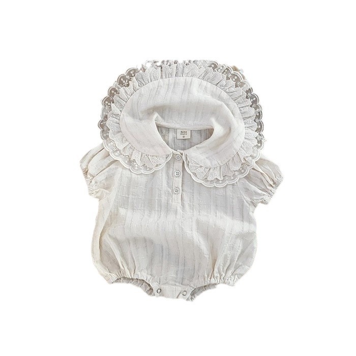 Niñas de verano con solapa bolsas de mangas cortas, ropa de bebé delgada, ropa de bebé coreana de verano 2025, ropa infantil, abrigo de bebé