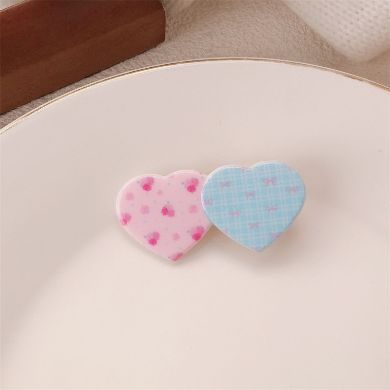 Hermosas brocas de cabello de cuadrícula arco iris amor temperamento brocas de cabello coreano dulce lado de cabello roto ceja borde brocas adornamiento para el cabello