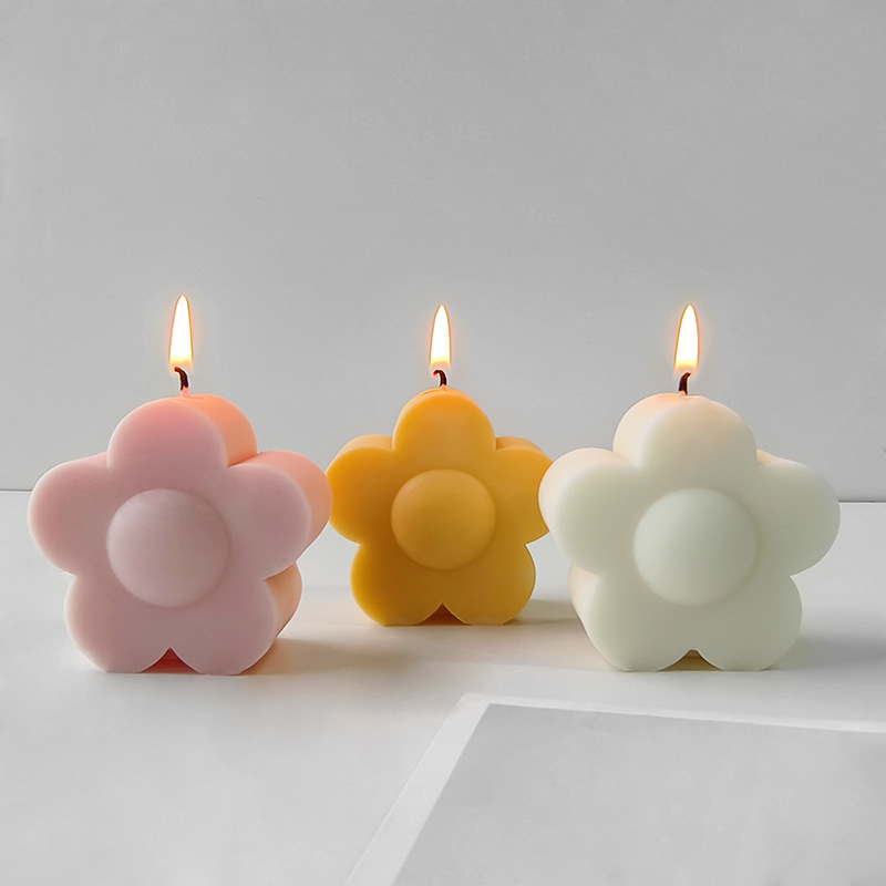 Jiahuimei 3D tridimensional sol flor aromaterapia vela molde flor en forma de flor decoración de la torta bricolaje jabón hecho a mano fragancia Piedra