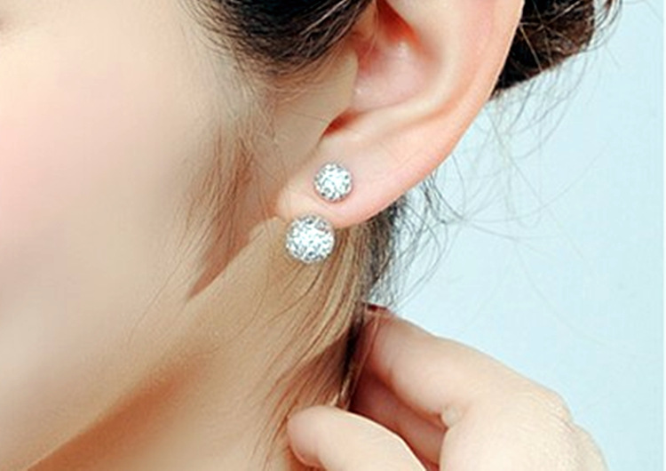 Round Pattern 1 Pair 925 Sterling Silver Round Ear Studs