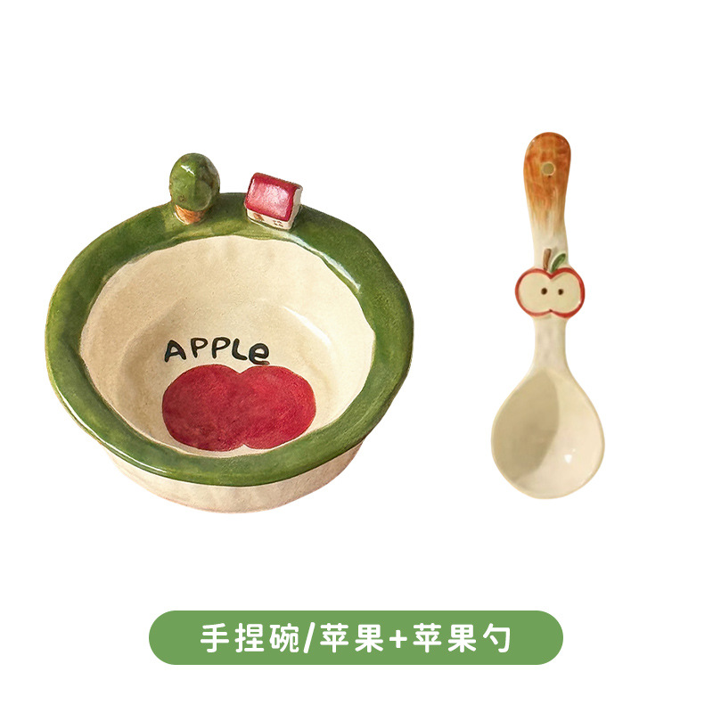손으로 짜낸 그릇/사과+사과숟가락