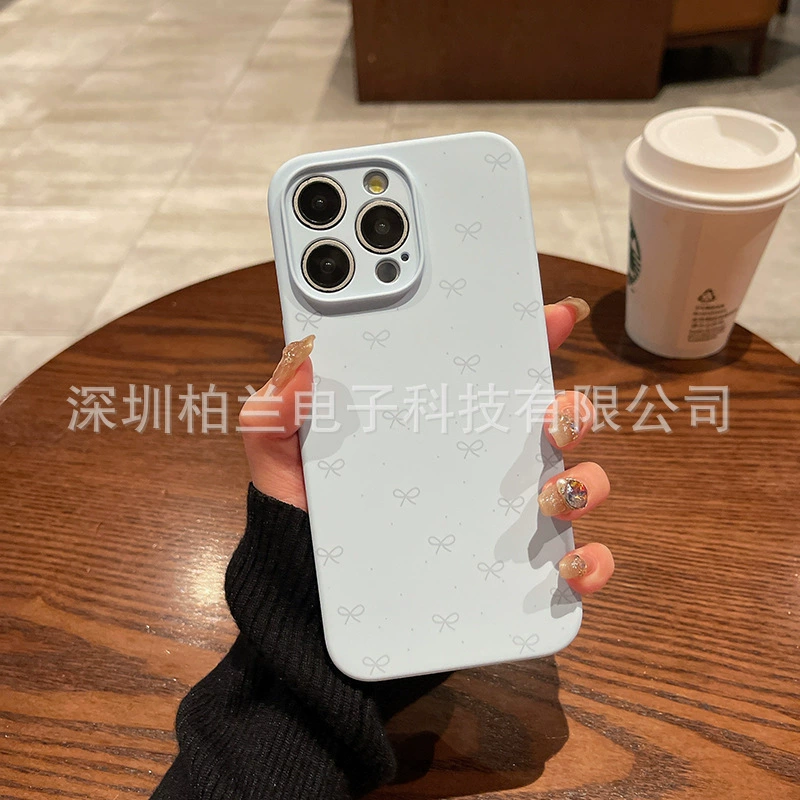 Apple, совместимый с iPhone 15, силиконовый милый чехол с бантом, защитный чехол, 15 Pro Max