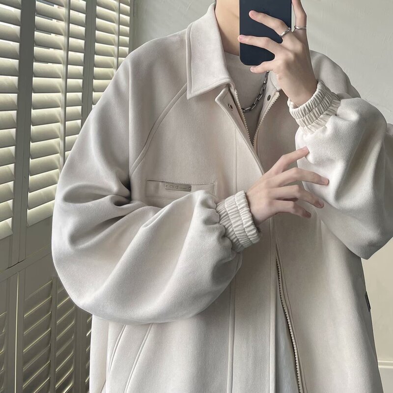 Suede Jacket for Boys Spring and Autumn New High-end Feeling New Handsome Trendy Brand Office Student Party Explosions Jacket for Men