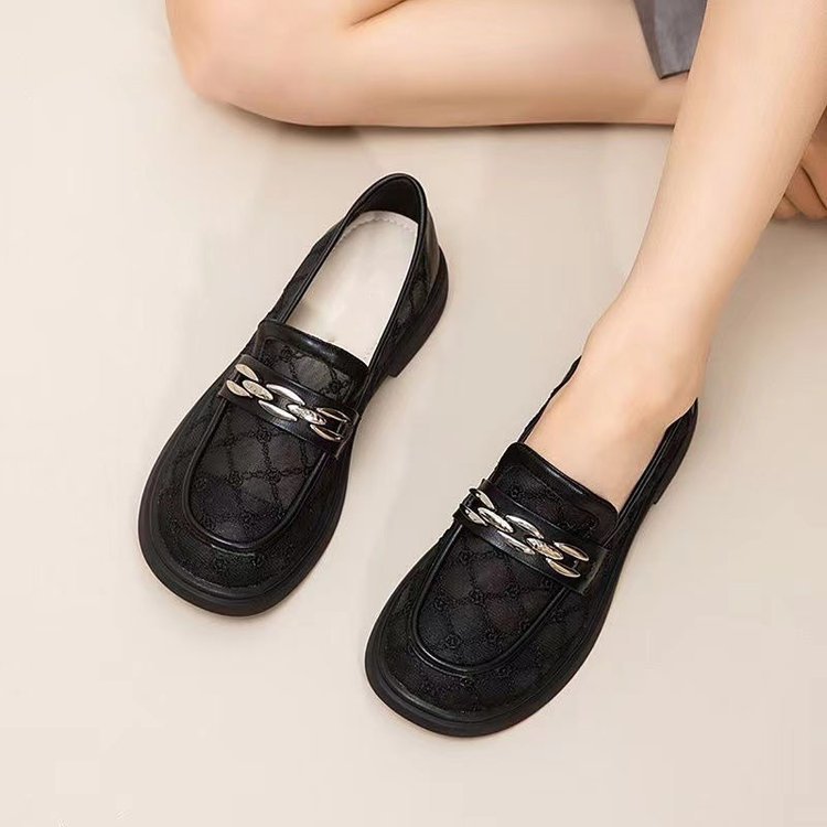 Zapatos de malla Lefour para mujeres 2026 verano nuevo estilo de malla transpirable jk zapatos de cuero huecos zapatos de trabajo de alto bajo